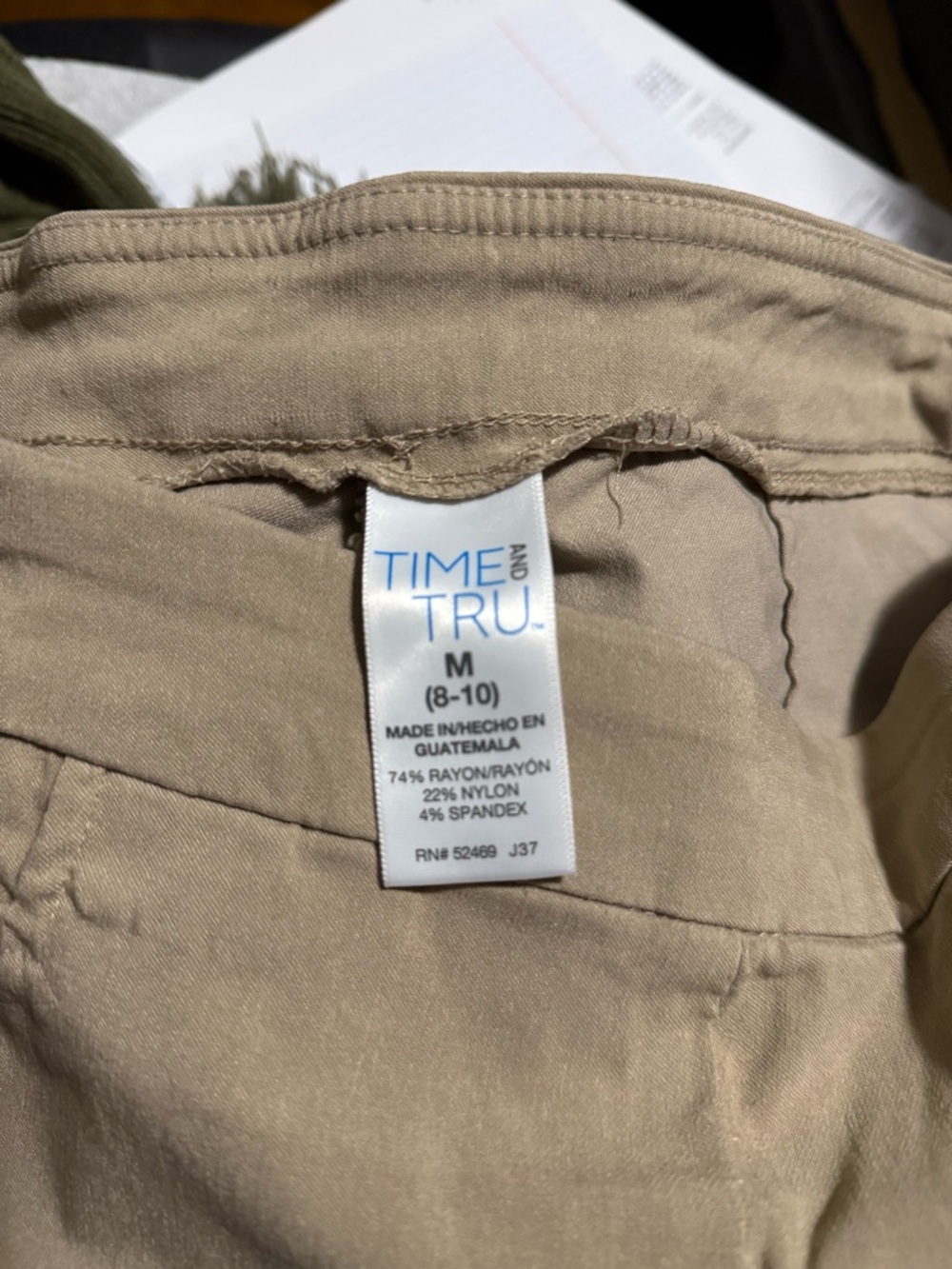 Time and Tru Beige Khaki stretch capris - Picture 3 of 4